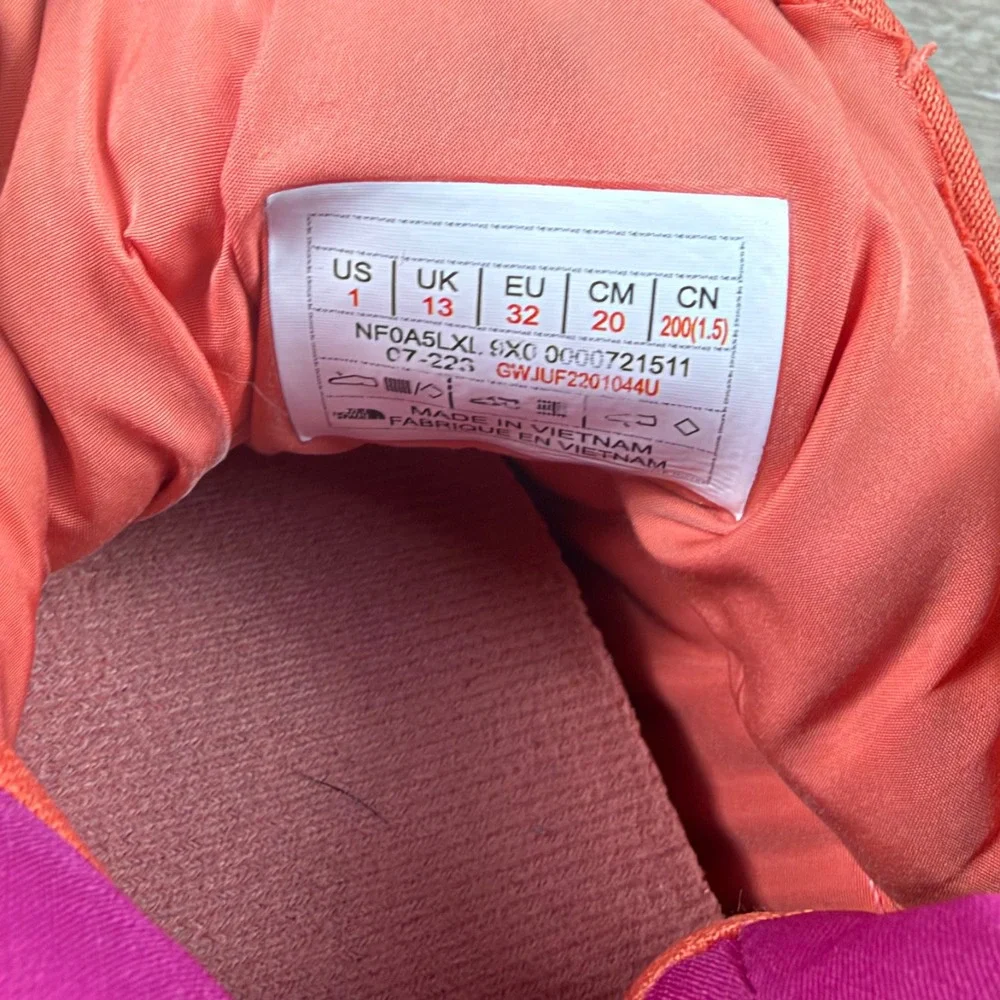 The North Face ThermoBall Traction Bootie Purple Orange Kids Size 1